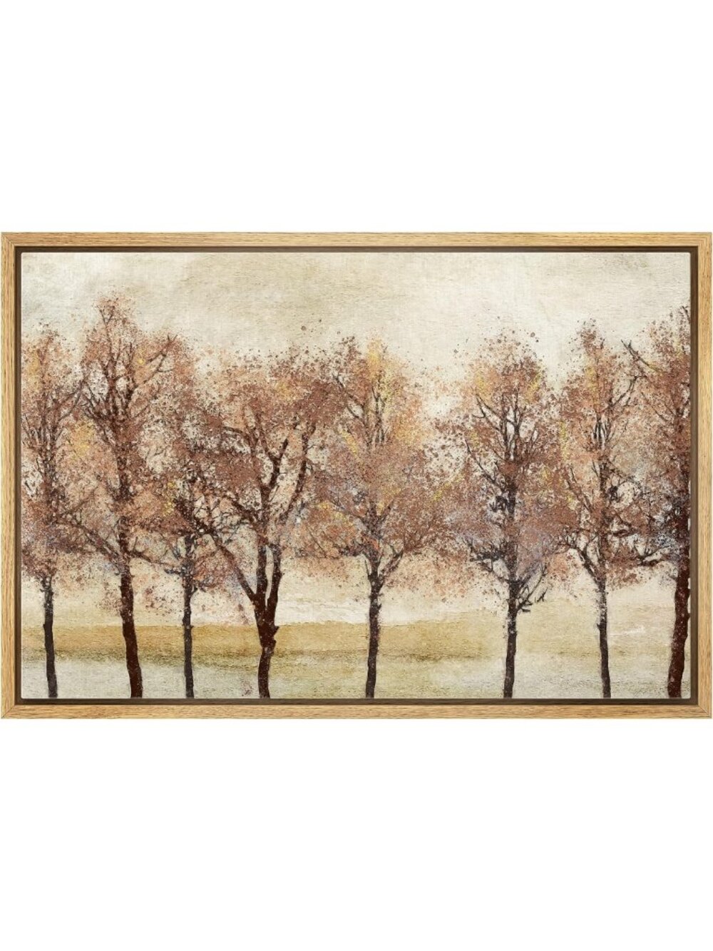 Framed Canvas Print Autumn Leaf Forest Art - Rustic Nature Wall Decor 24"x36